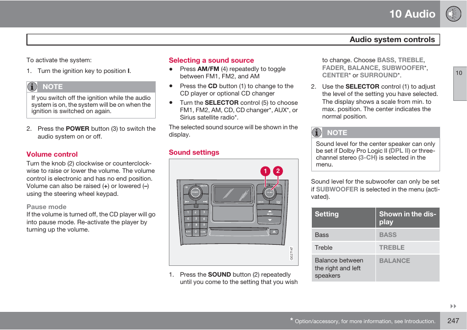 10 audio | Volvo XC90 User Manual | Page 247 / 302