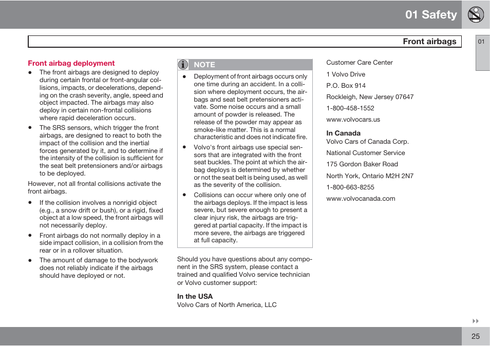 01 safety | Volvo XC90 User Manual | Page 25 / 302