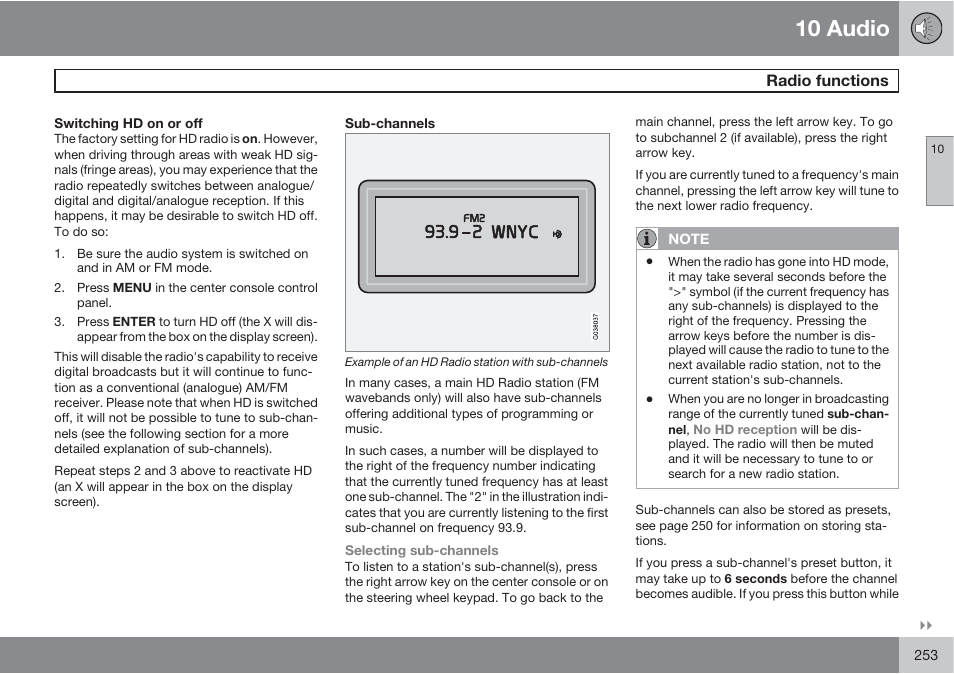 10 audio | Volvo XC90 User Manual | Page 253 / 302