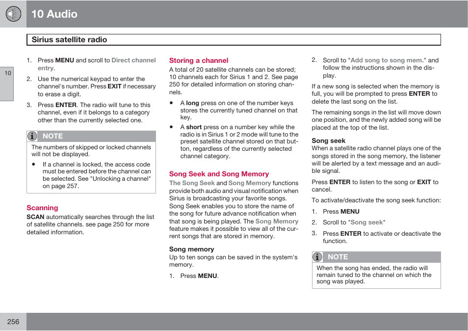 10 audio | Volvo XC90 User Manual | Page 256 / 302