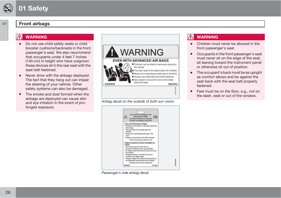 01 safety | Volvo XC90 User Manual | Page 26 / 302