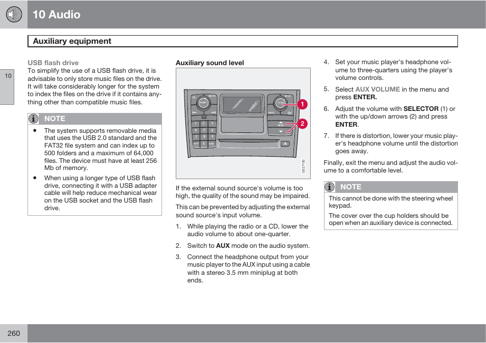 10 audio | Volvo XC90 User Manual | Page 260 / 302