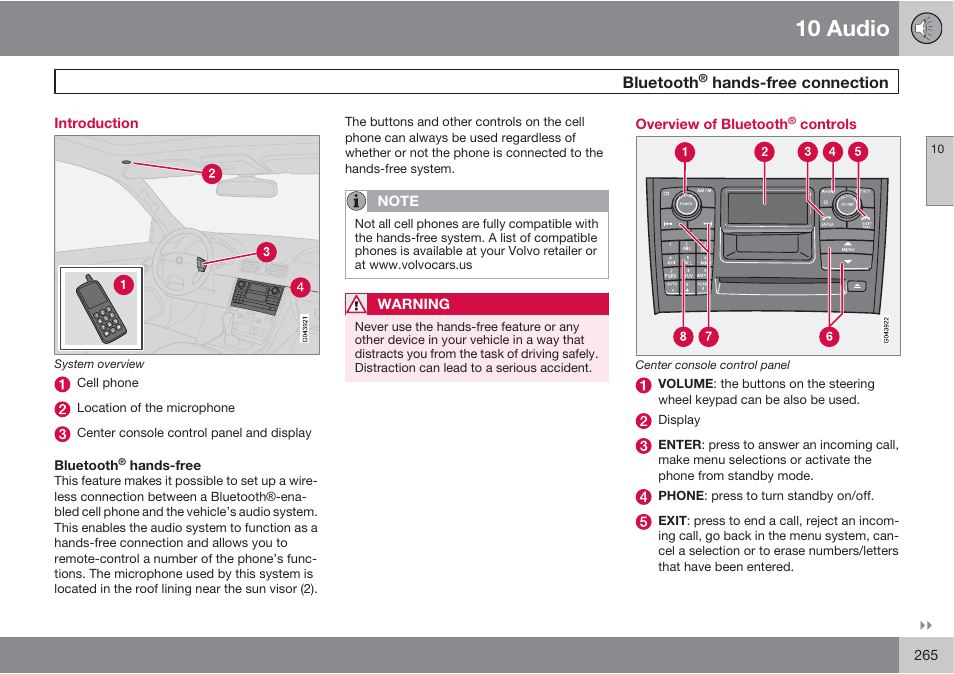 10 audio | Volvo XC90 User Manual | Page 265 / 302
