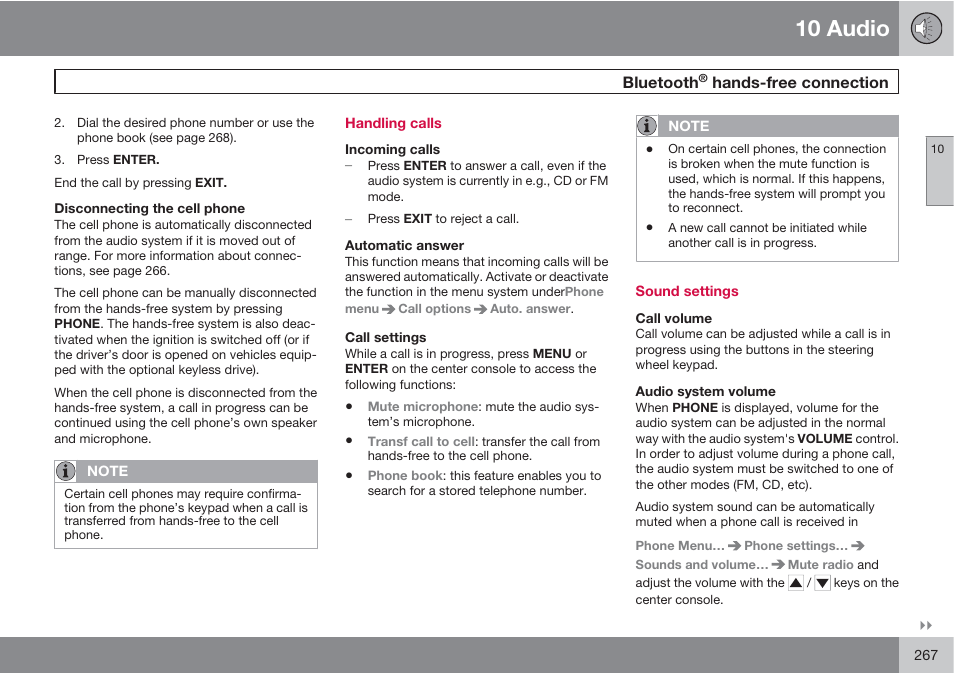 10 audio | Volvo XC90 User Manual | Page 267 / 302