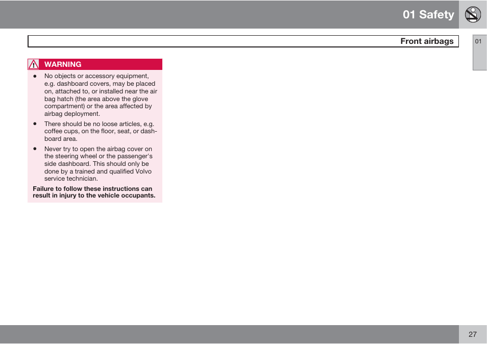 01 safety | Volvo XC90 User Manual | Page 27 / 302