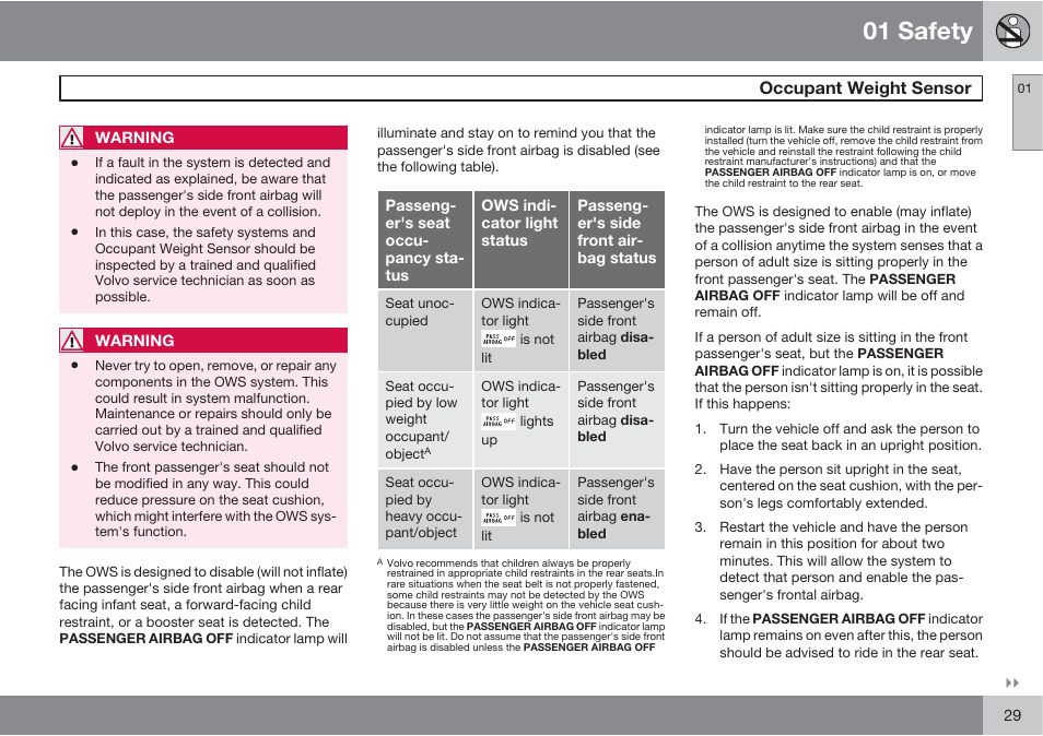 01 safety | Volvo XC90 User Manual | Page 29 / 302