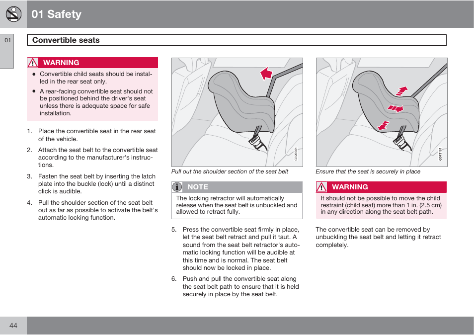 01 safety | Volvo XC90 User Manual | Page 44 / 302