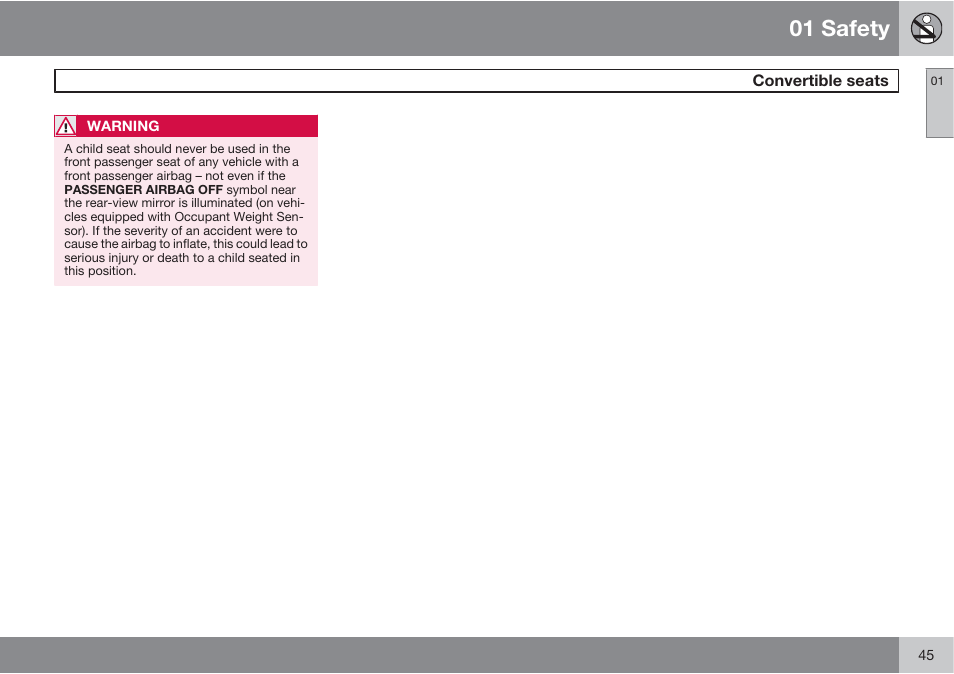 01 safety | Volvo XC90 User Manual | Page 45 / 302