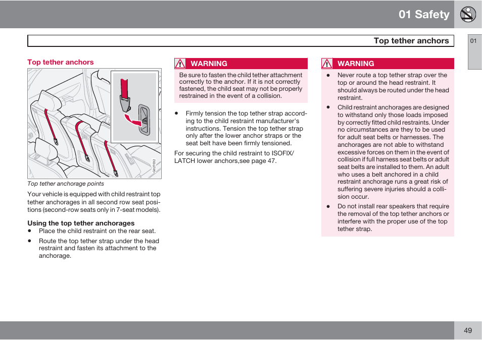 01 safety | Volvo XC90 User Manual | Page 49 / 302