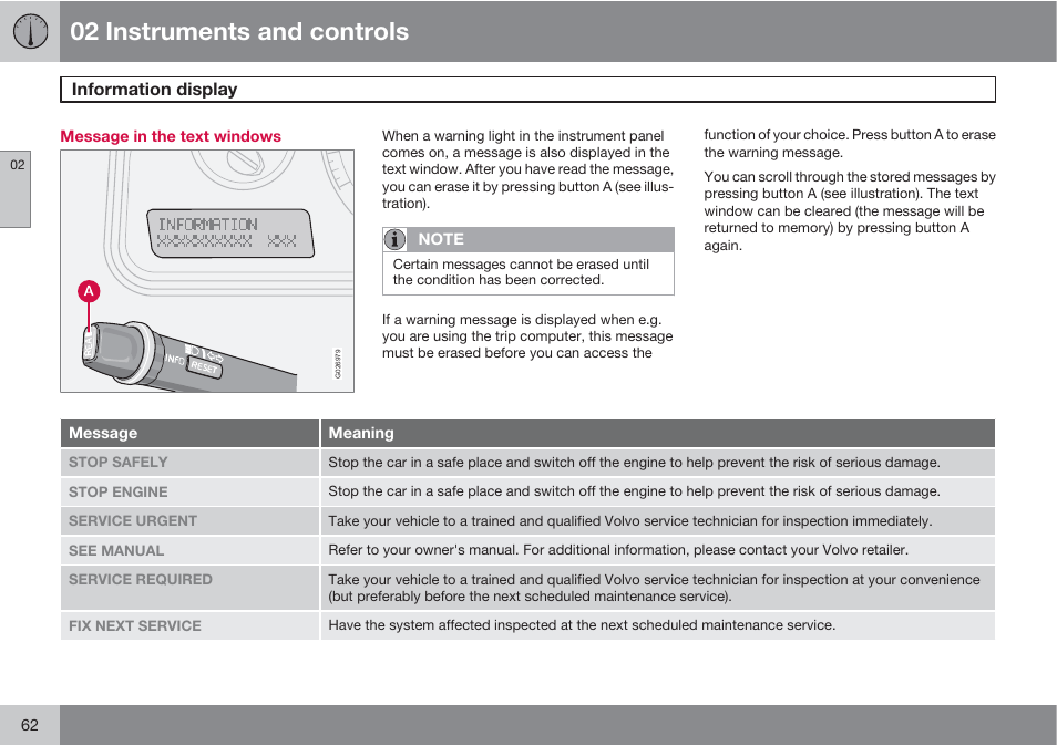 02 instruments and controls | Volvo XC90 User Manual | Page 62 / 302