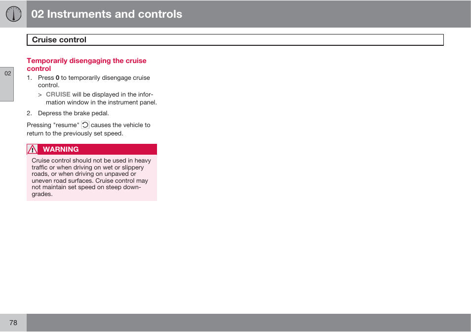 02 instruments and controls | Volvo XC90 User Manual | Page 78 / 302