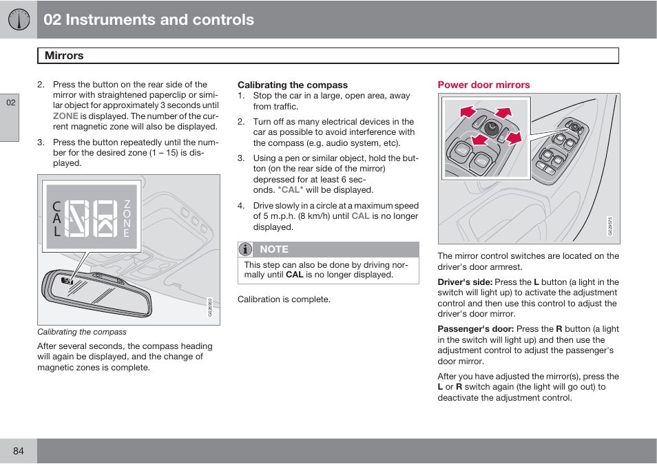 02 instruments and controls, Ca l | Volvo XC90 User Manual | Page 84 / 302