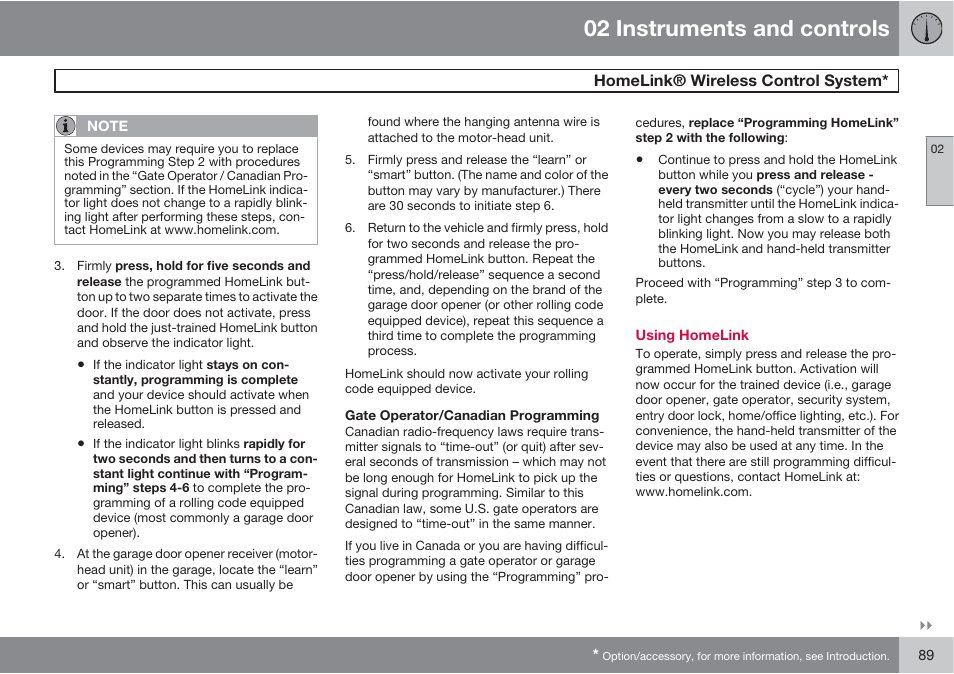 02 instruments and controls | Volvo XC90 User Manual | Page 89 / 302