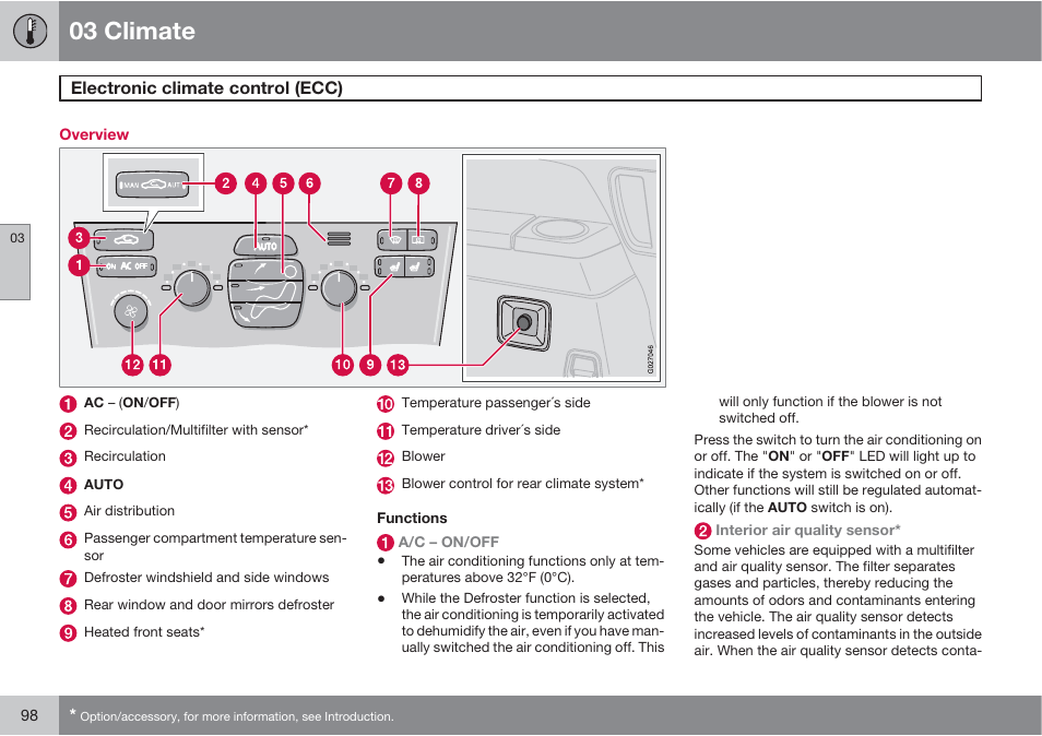 03 climate | Volvo XC90 User Manual | Page 98 / 302