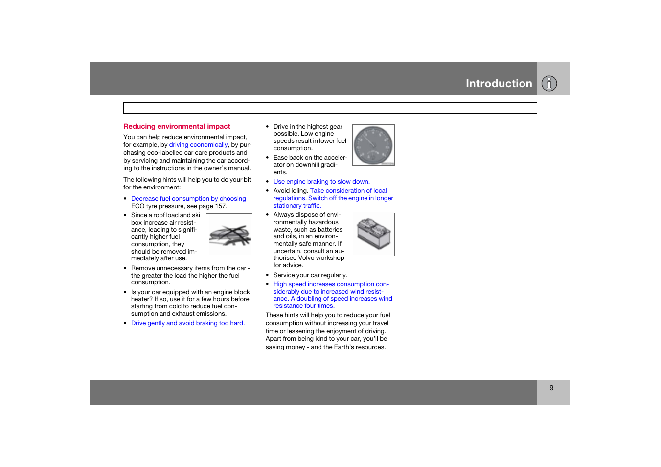 Reducing environmental impact, Introduction | Volvo S60 S60R User Manual | Page 10 / 265