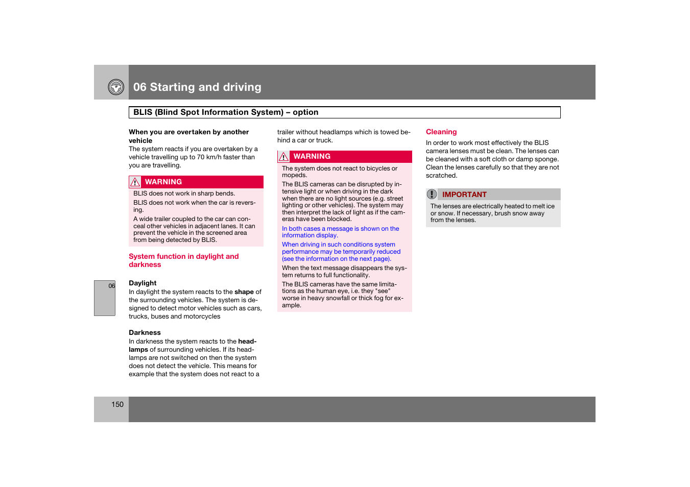 Cleaning, 06 starting and driving | Volvo S60 S60R User Manual | Page 151 / 265