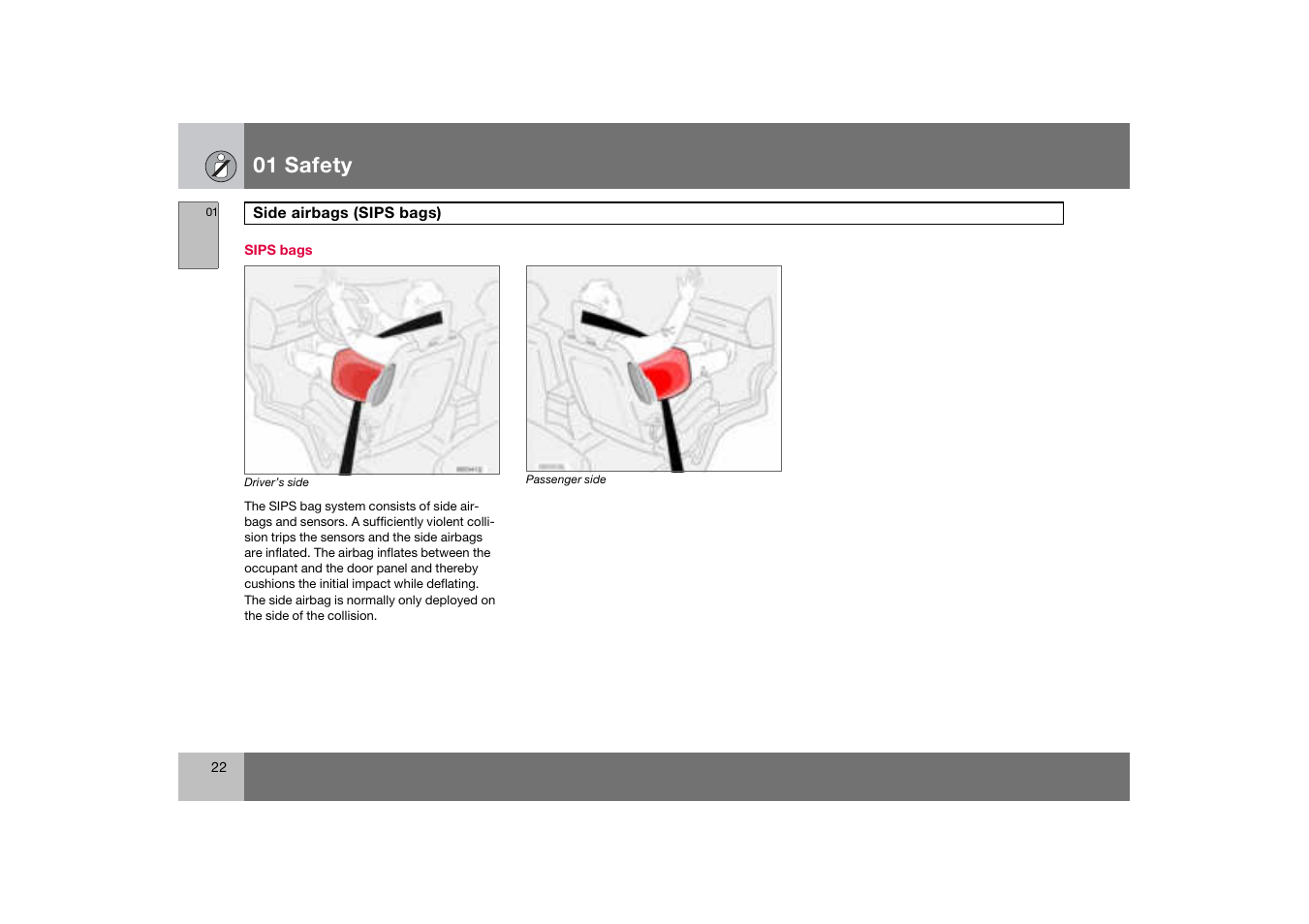 Sips bags, 01 safety | Volvo S60 S60R User Manual | Page 23 / 265