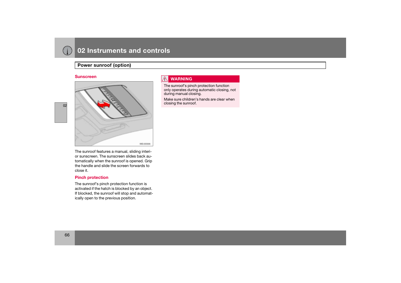 Sunscreen, 02 instruments and controls | Volvo S60 S60R User Manual | Page 67 / 265