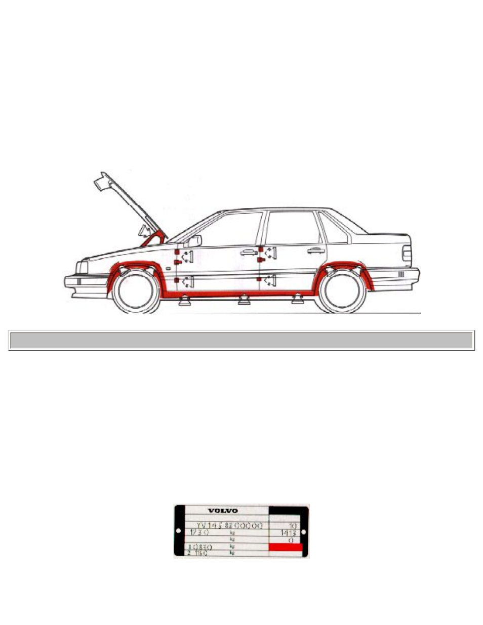 Visible welded seams and panel seams-(thin), Underbody and wheel housings-(thick), Door hinges-(thin) | Volvo 850GLT User Manual | Page 139 / 176