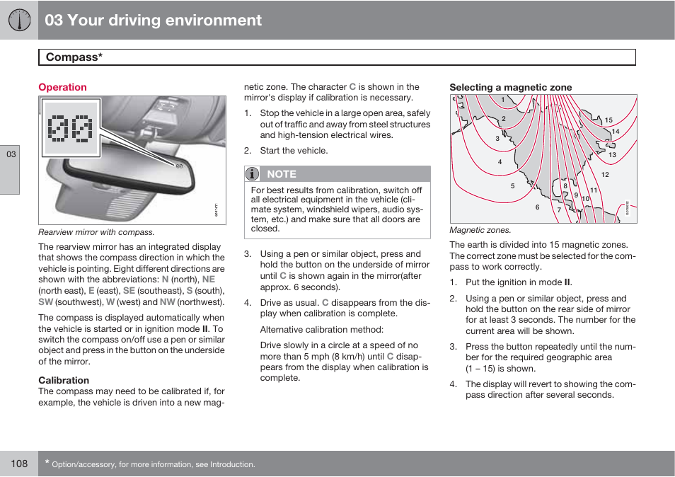 03 your driving environment, Compass | Volvo S60 User Manual | Page 108 / 358