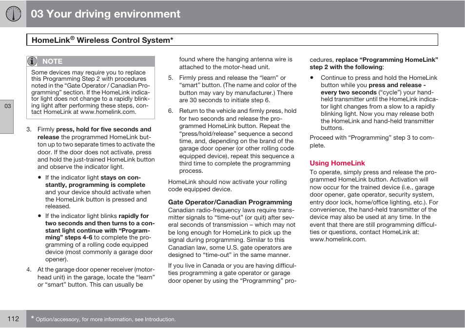 03 your driving environment | Volvo S60 User Manual | Page 112 / 358