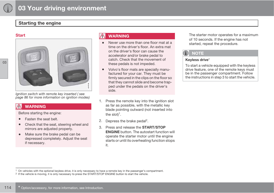 03 your driving environment | Volvo S60 User Manual | Page 114 / 358