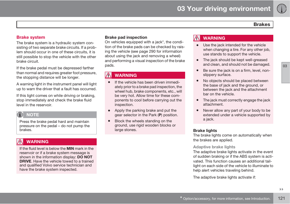 03 your driving environment | Volvo S60 User Manual | Page 121 / 358