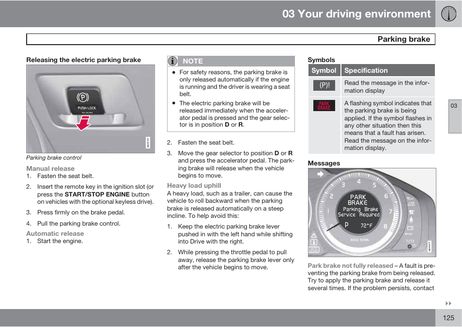 03 your driving environment | Volvo S60 User Manual | Page 125 / 358