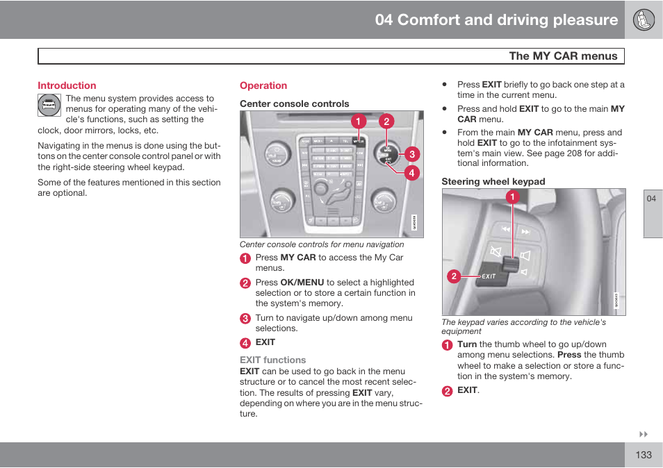 04 comfort and driving pleasure | Volvo S60 User Manual | Page 133 / 358