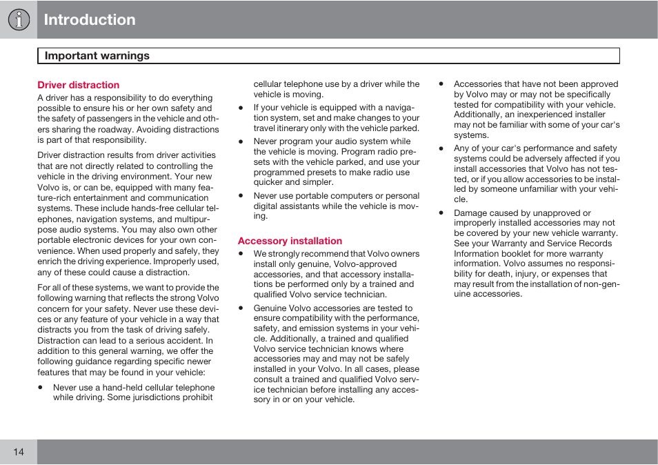 Introduction | Volvo S60 User Manual | Page 14 / 358