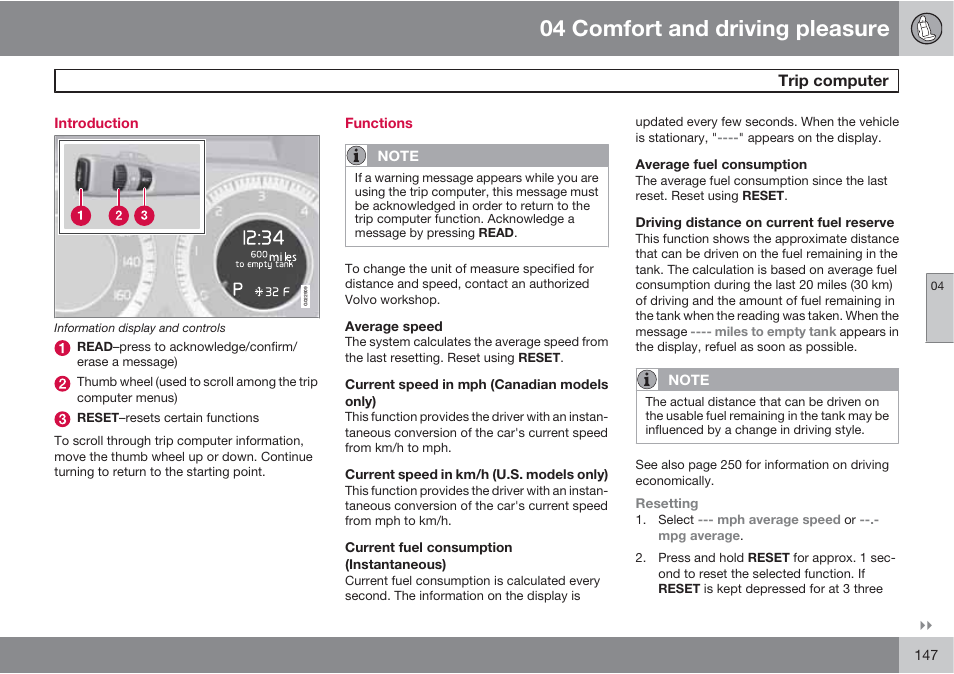 04 comfort and driving pleasure | Volvo S60 User Manual | Page 147 / 358