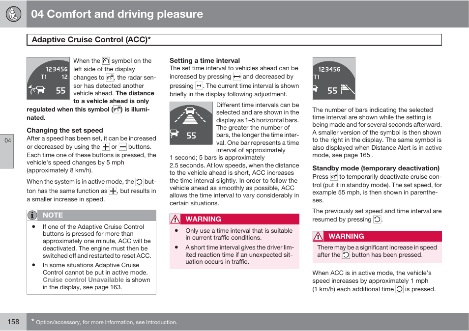 04 comfort and driving pleasure | Volvo S60 User Manual | Page 158 / 358