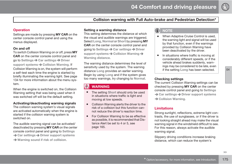 04 comfort and driving pleasure | Volvo S60 User Manual | Page 175 / 358