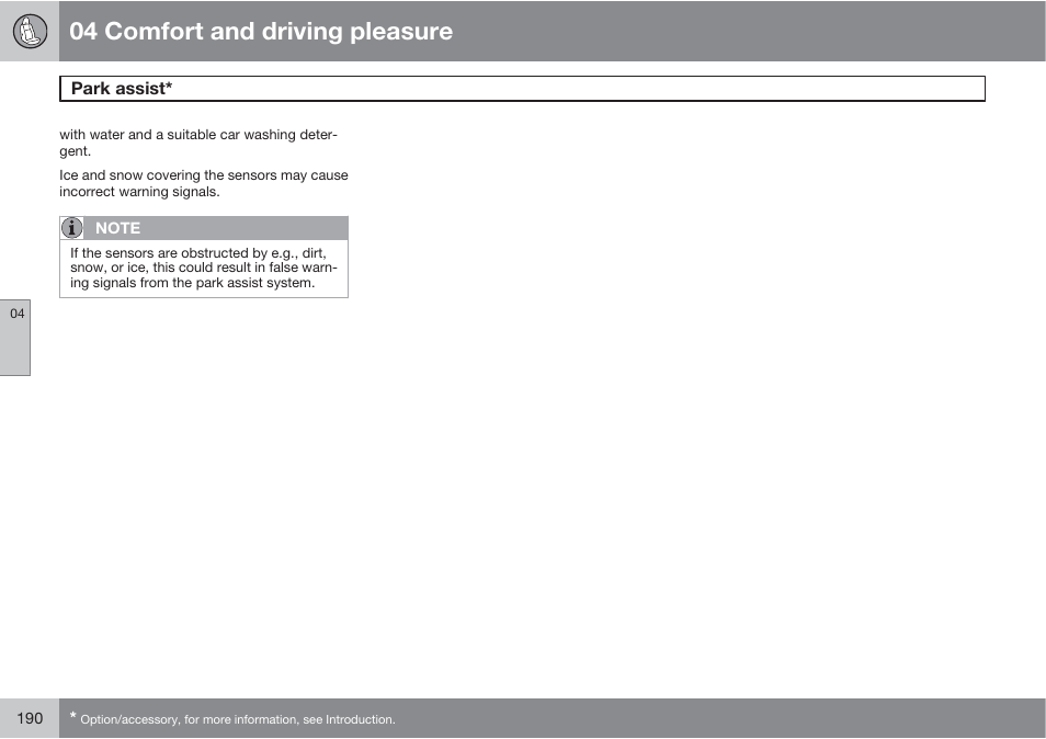 04 comfort and driving pleasure | Volvo S60 User Manual | Page 190 / 358