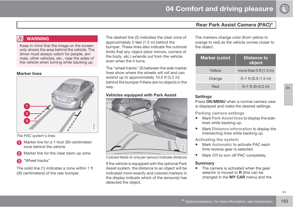 04 comfort and driving pleasure | Volvo S60 User Manual | Page 193 / 358