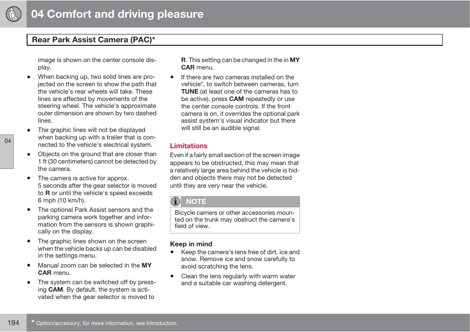 04 comfort and driving pleasure | Volvo S60 User Manual | Page 194 / 358