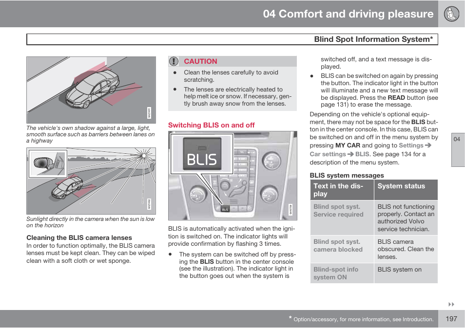 04 comfort and driving pleasure | Volvo S60 User Manual | Page 197 / 358