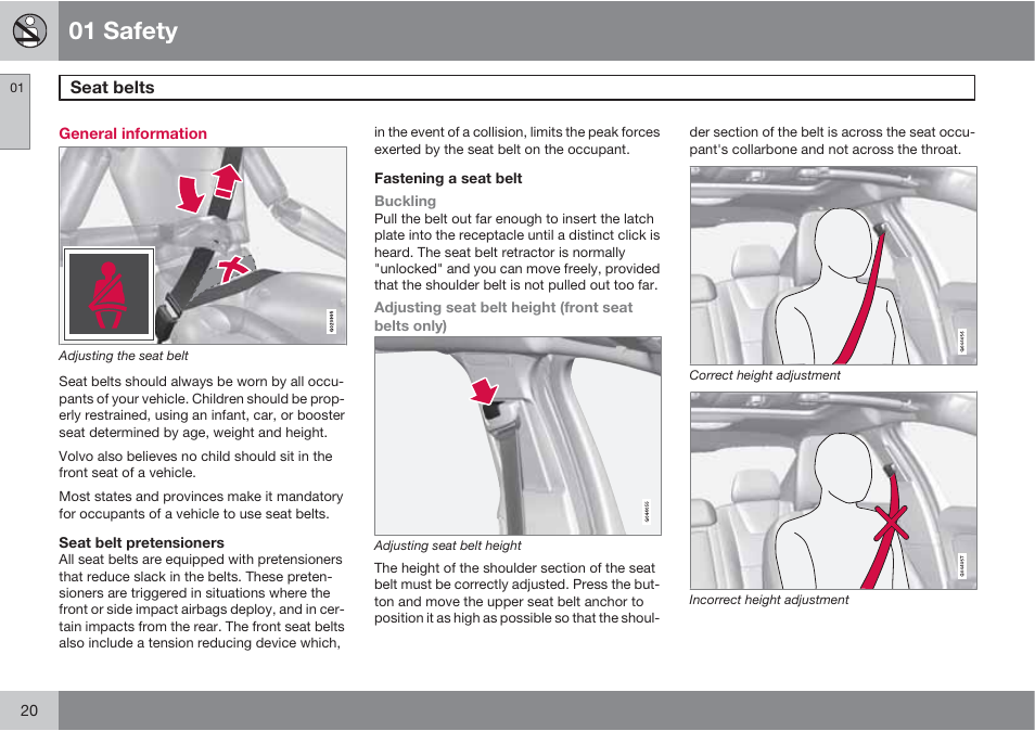 01 safety | Volvo S60 User Manual | Page 20 / 358