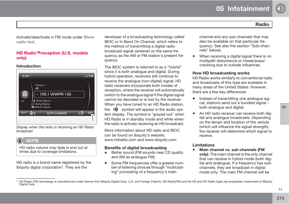 05 infotainment | Volvo S60 User Manual | Page 215 / 358