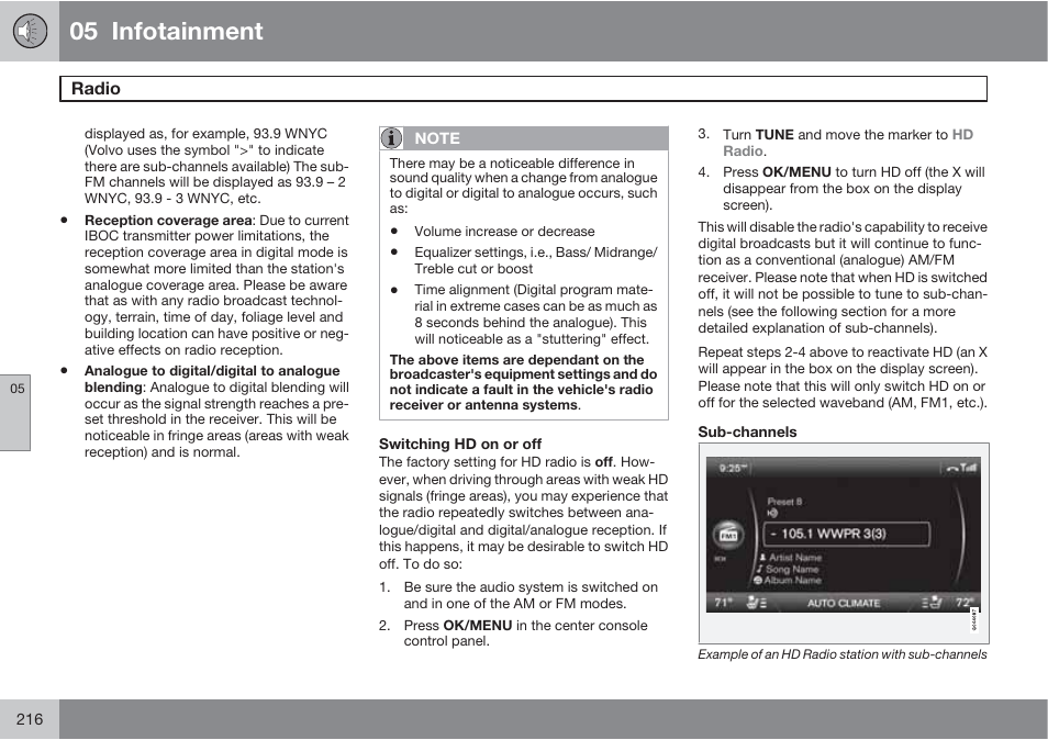 05 infotainment | Volvo S60 User Manual | Page 216 / 358