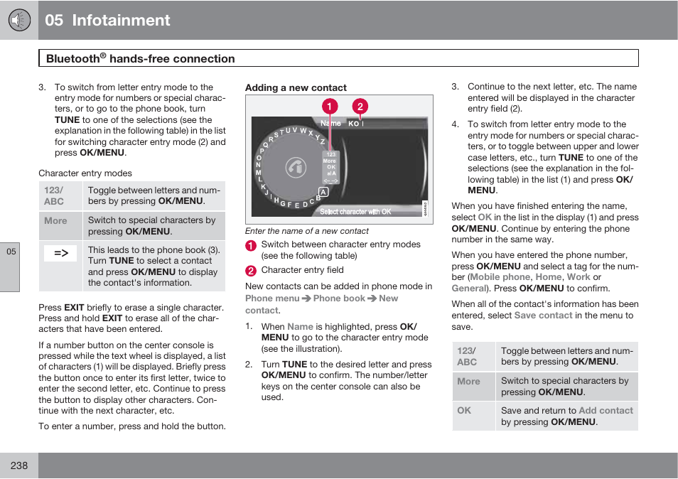 05 infotainment, Bluetooth, Hands-free connection | Volvo S60 User Manual | Page 238 / 358