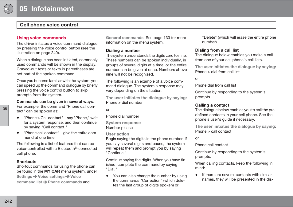 05 infotainment | Volvo S60 User Manual | Page 242 / 358