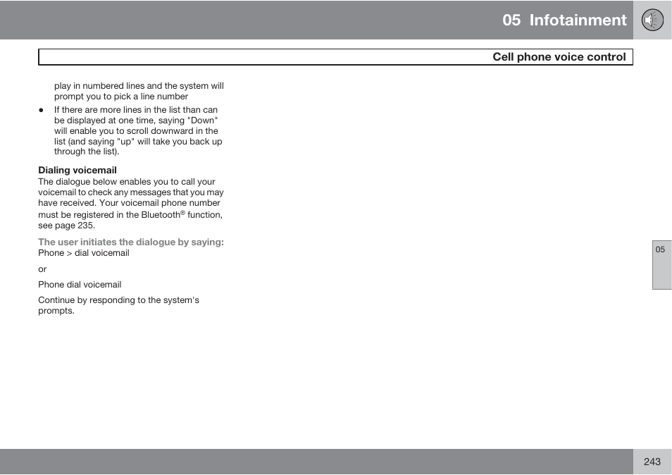 05 infotainment | Volvo S60 User Manual | Page 243 / 358