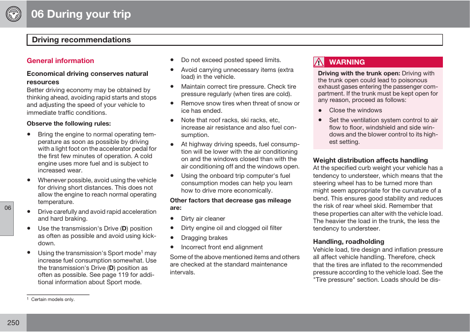 06 during your trip | Volvo S60 User Manual | Page 250 / 358