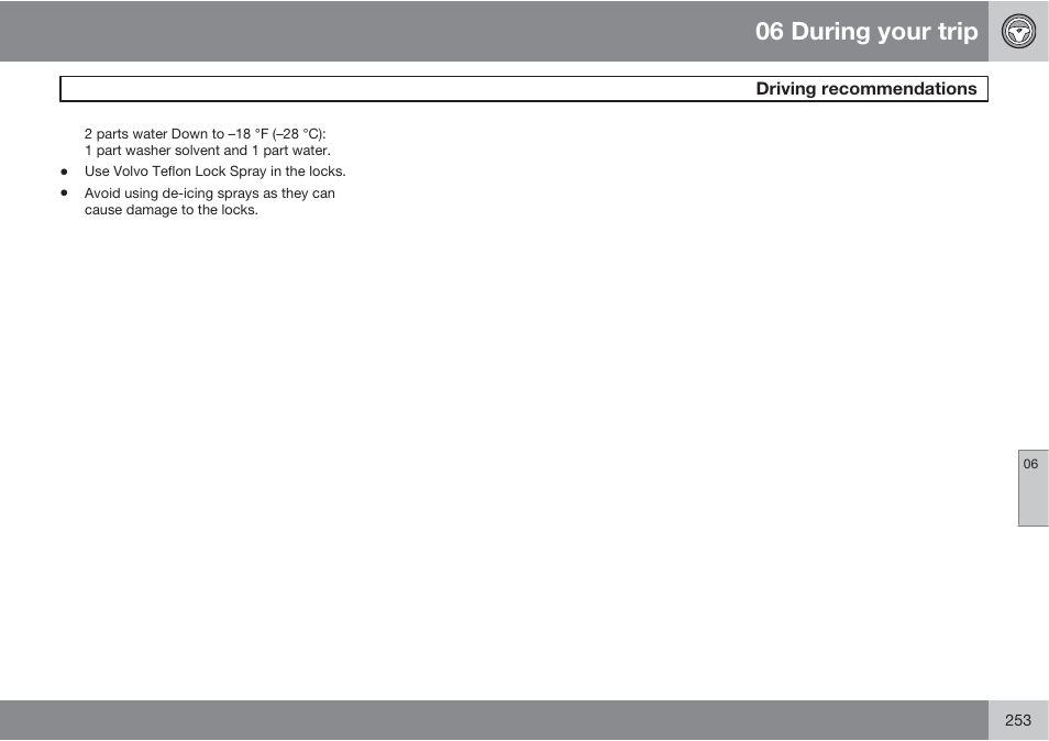 06 during your trip | Volvo S60 User Manual | Page 253 / 358