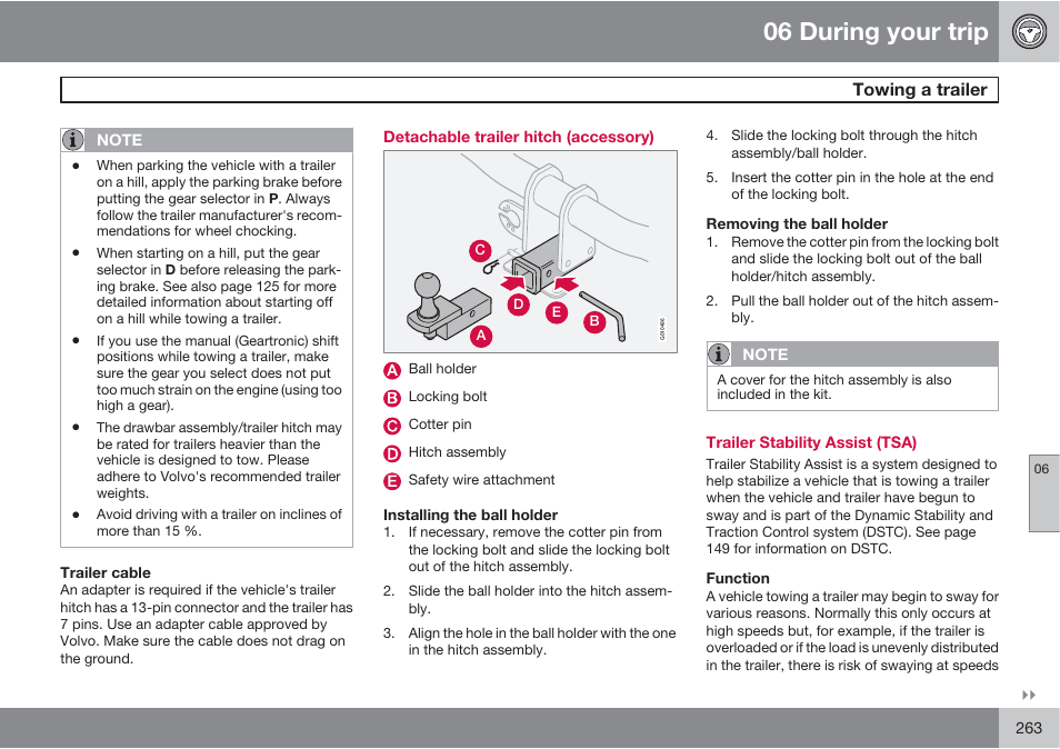 06 during your trip | Volvo S60 User Manual | Page 263 / 358