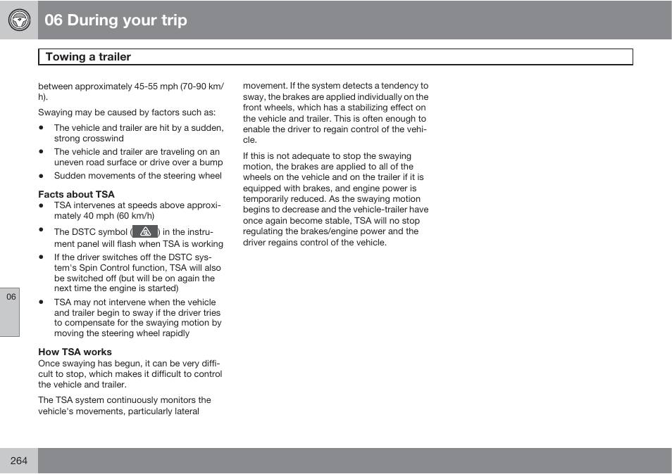 06 during your trip | Volvo S60 User Manual | Page 264 / 358