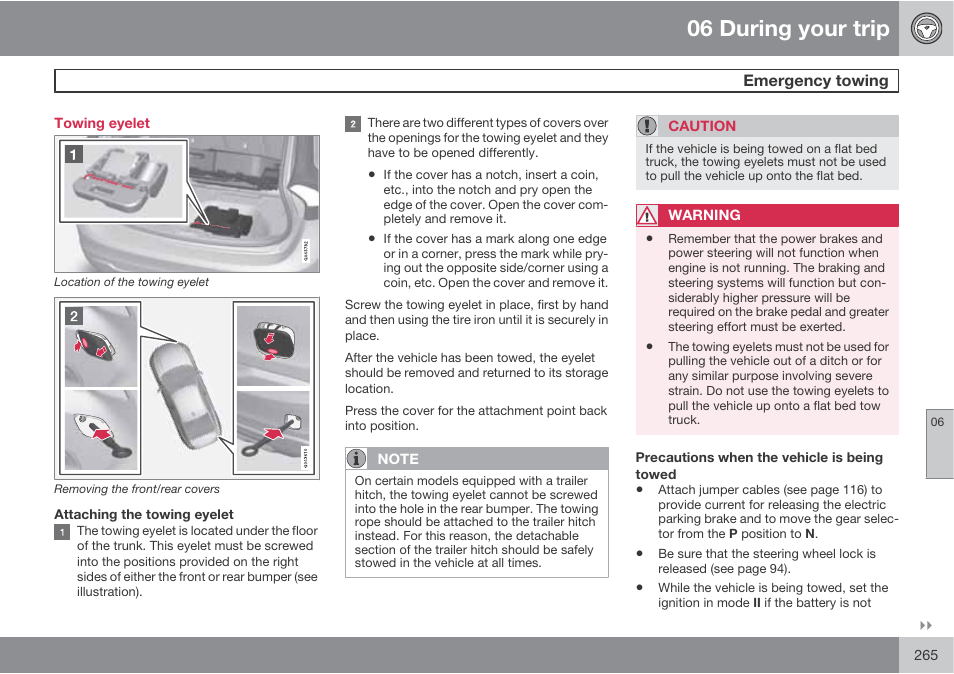 06 during your trip | Volvo S60 User Manual | Page 265 / 358