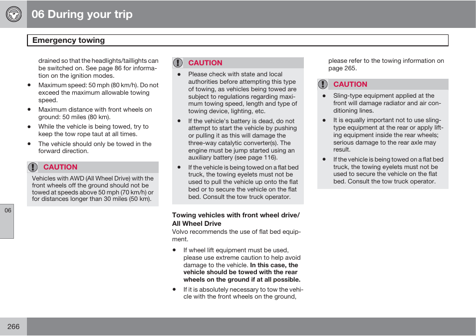 06 during your trip | Volvo S60 User Manual | Page 266 / 358