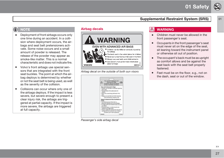 01 safety | Volvo S60 User Manual | Page 27 / 358
